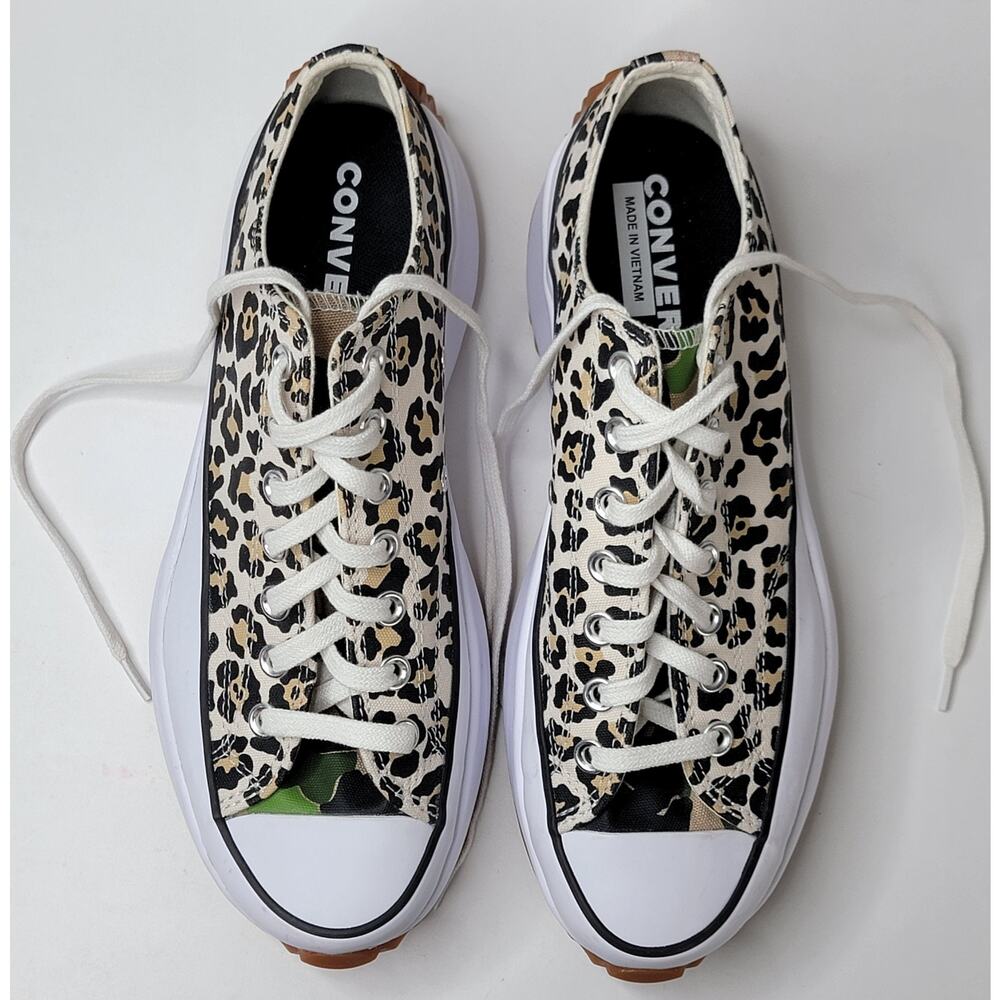 Converse Chuck Taylor 10M Low Top Chunky Platform Leopard Run Star Tennis Shoes - Picture 6 of 12